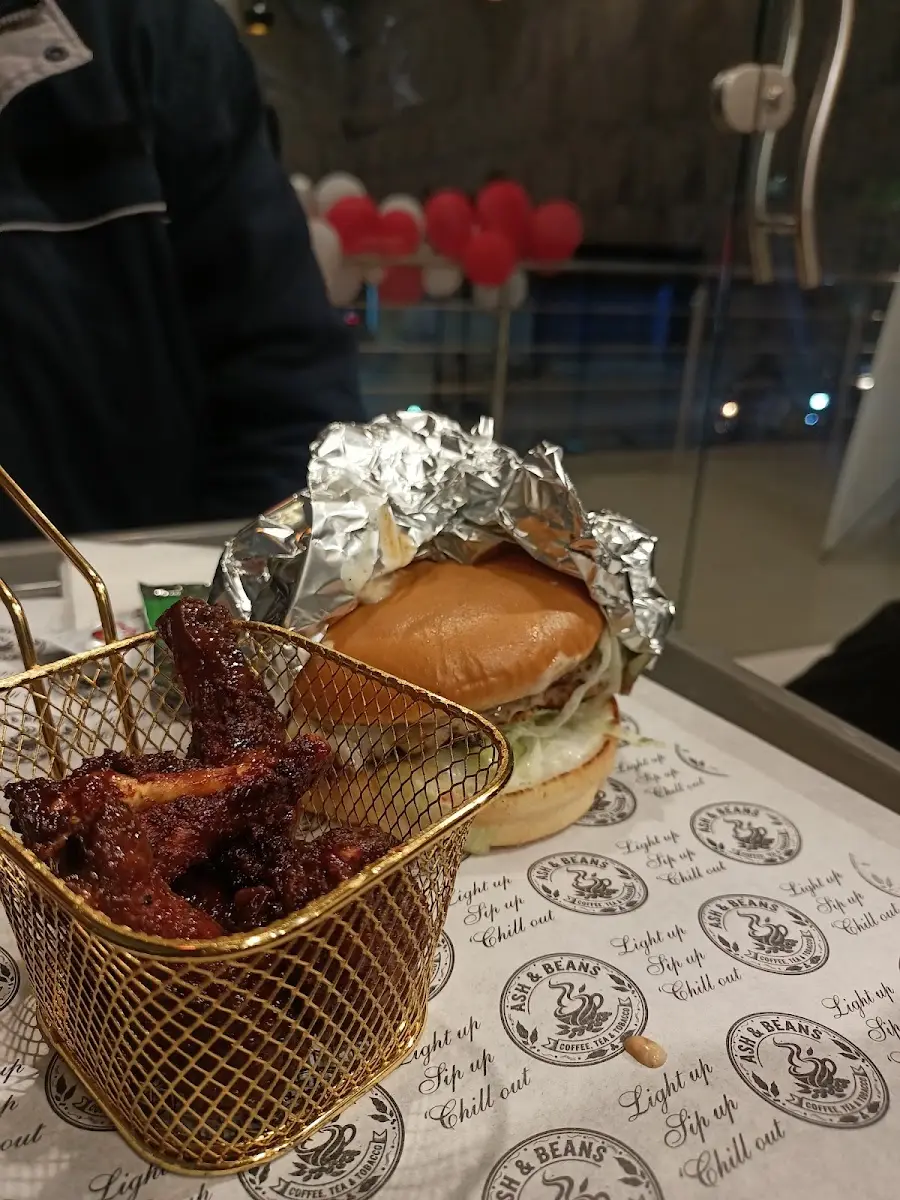 Burger and fries in a basket